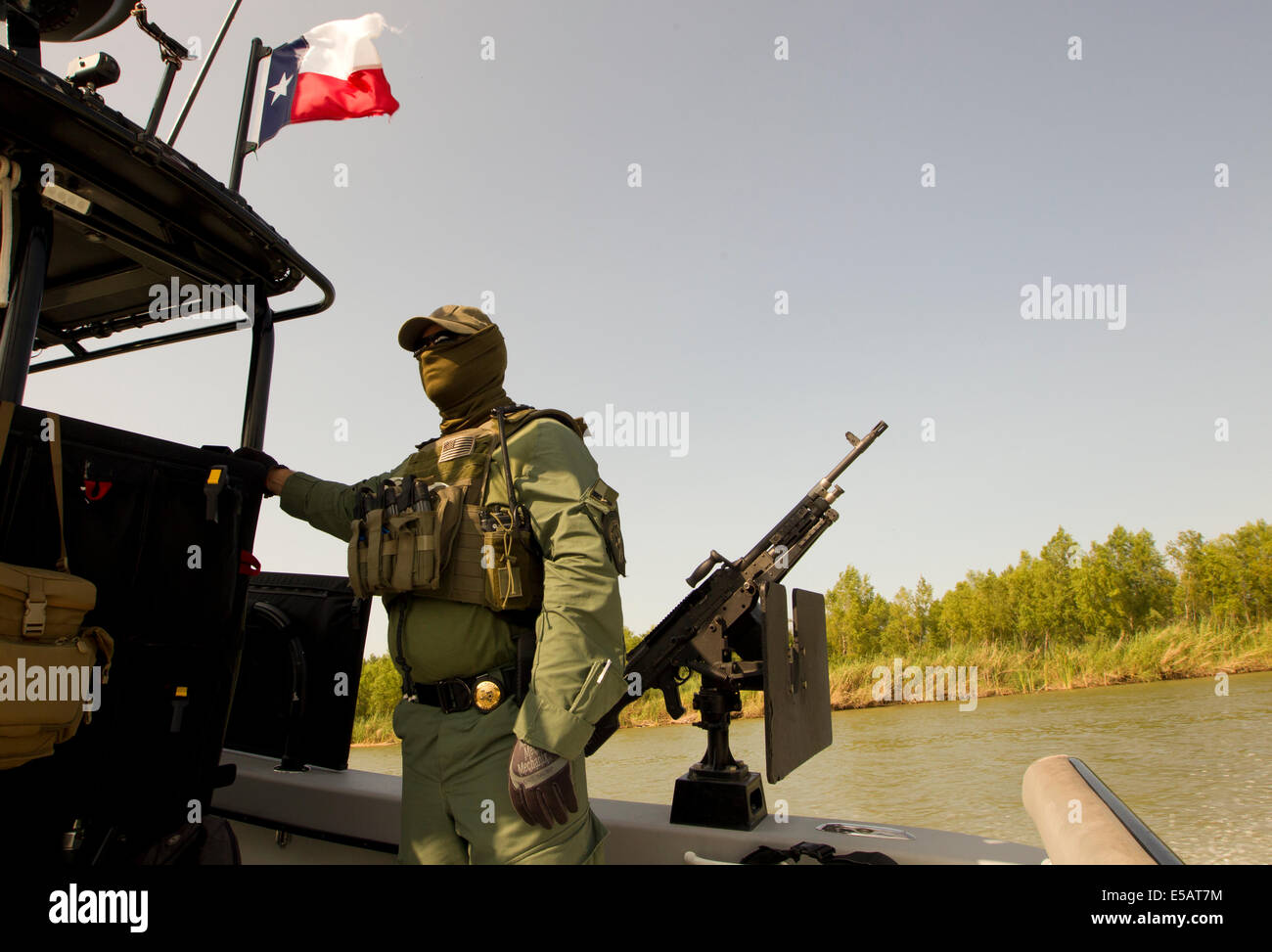 Texas Department of Public Safety patrol boat on the Rio Grande on