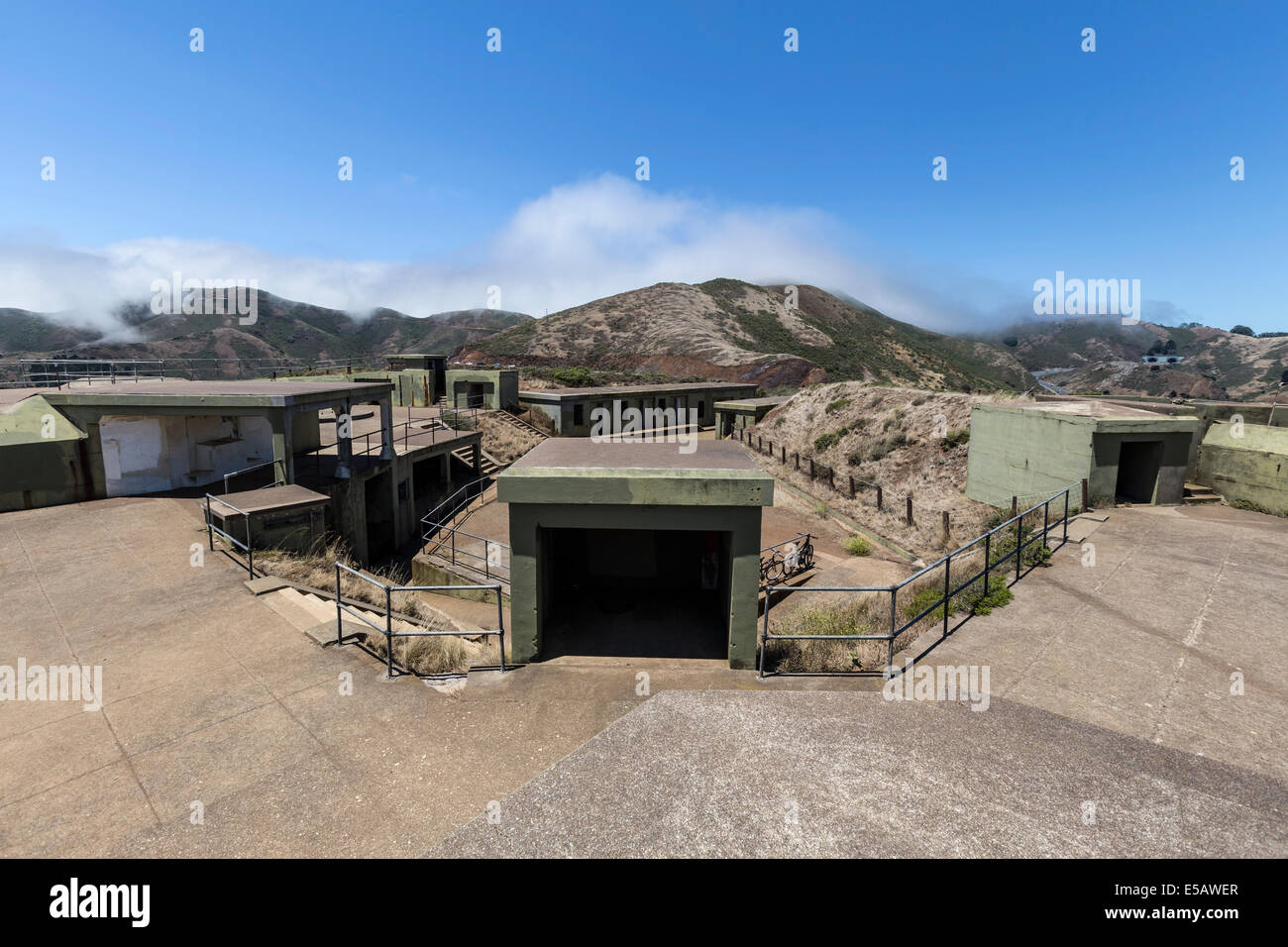 Old military bunkers in San Francisco's Golden Gate National Recreation Area. Stock Photo