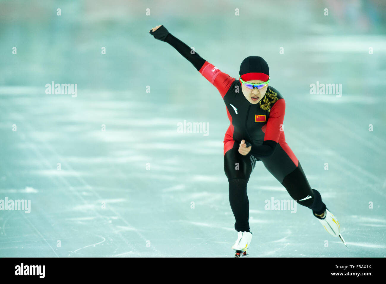 Dan Li (CHN) competing in Women's 1000m Speed Skating at the Olympic