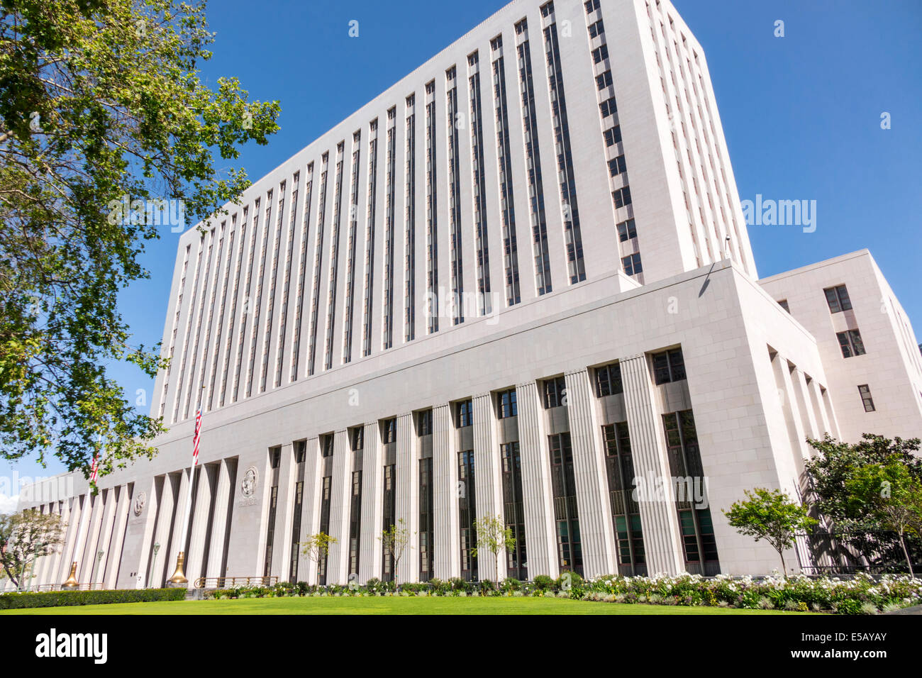 Los Angeles California,Downtown,Civic Center district,United States Court House,federal court,judicial branch,Art Moderne,architecture 1940,historic b Stock Photo