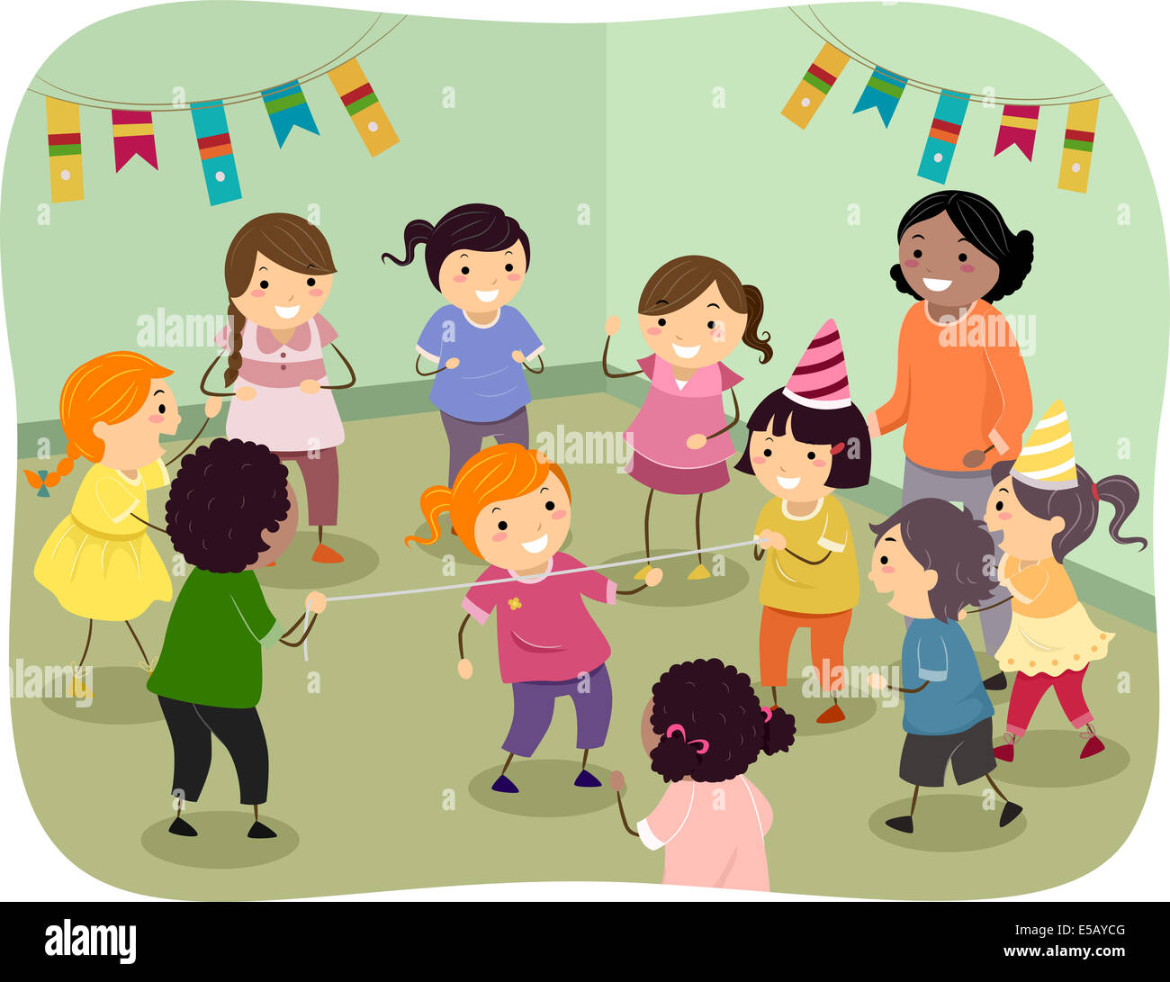 Illustration of Kids Playing Limbo Rock Stock Photo - Alamy