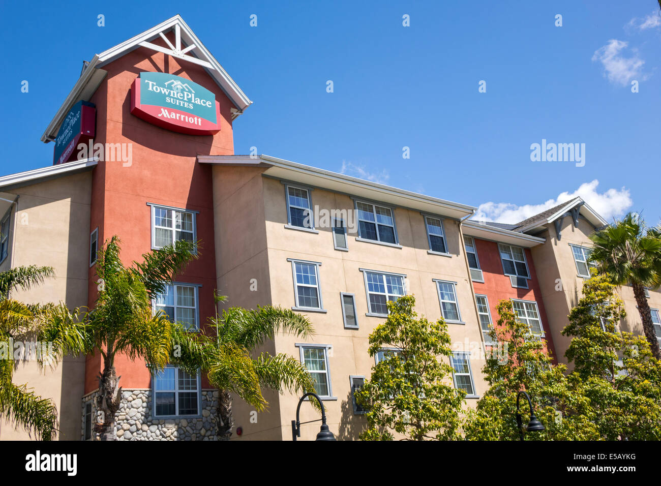 Los Angeles California,Manhattan Beach,Marriott,TownePlace Suites,extended-stay,hotel,chain,lodging,exterior,sign,signs,logo,building,CA140401001 Stock Photo