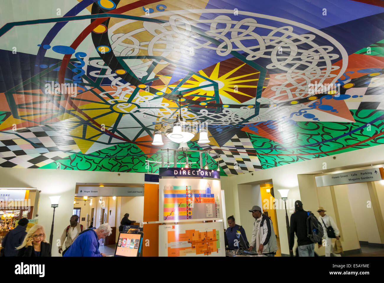 Los Angeles California,Downtown,Los Angeles Public Library,LAPL,Richard J. Riordan Central Library,Goodhue building,1926,main lobby,ceiling,mural,art Stock Photo