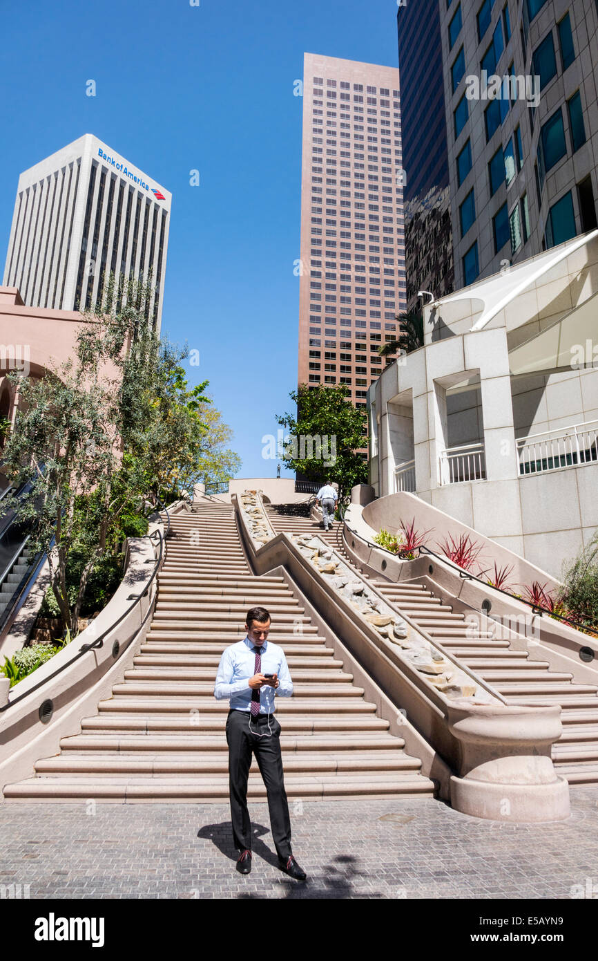 Los Angeles California,Downtown,Bunker Hill Steps,Cardiac Hill,Steps,stairway,pedestrian highway Route,ascend,descend,man men male,man men male,checki Stock Photo