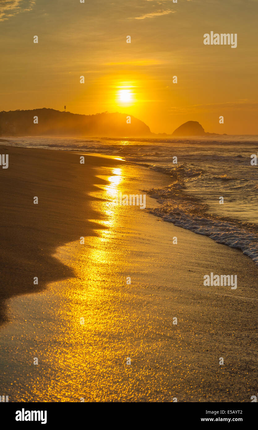 Zipolite beach at sunrise, Mexico Stock Photo