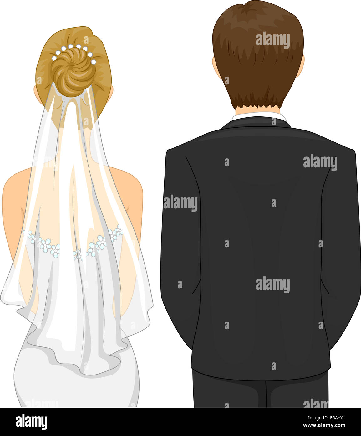 Back view illustration bride groom hi-res stock photography and ...