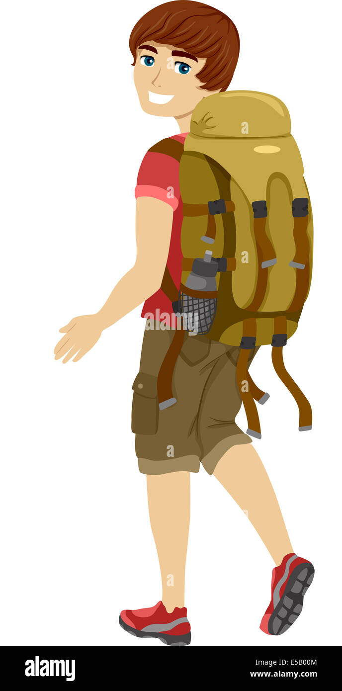 Illustration of a Male Teen Wearing Camping Gear Stock Photo - Alamy