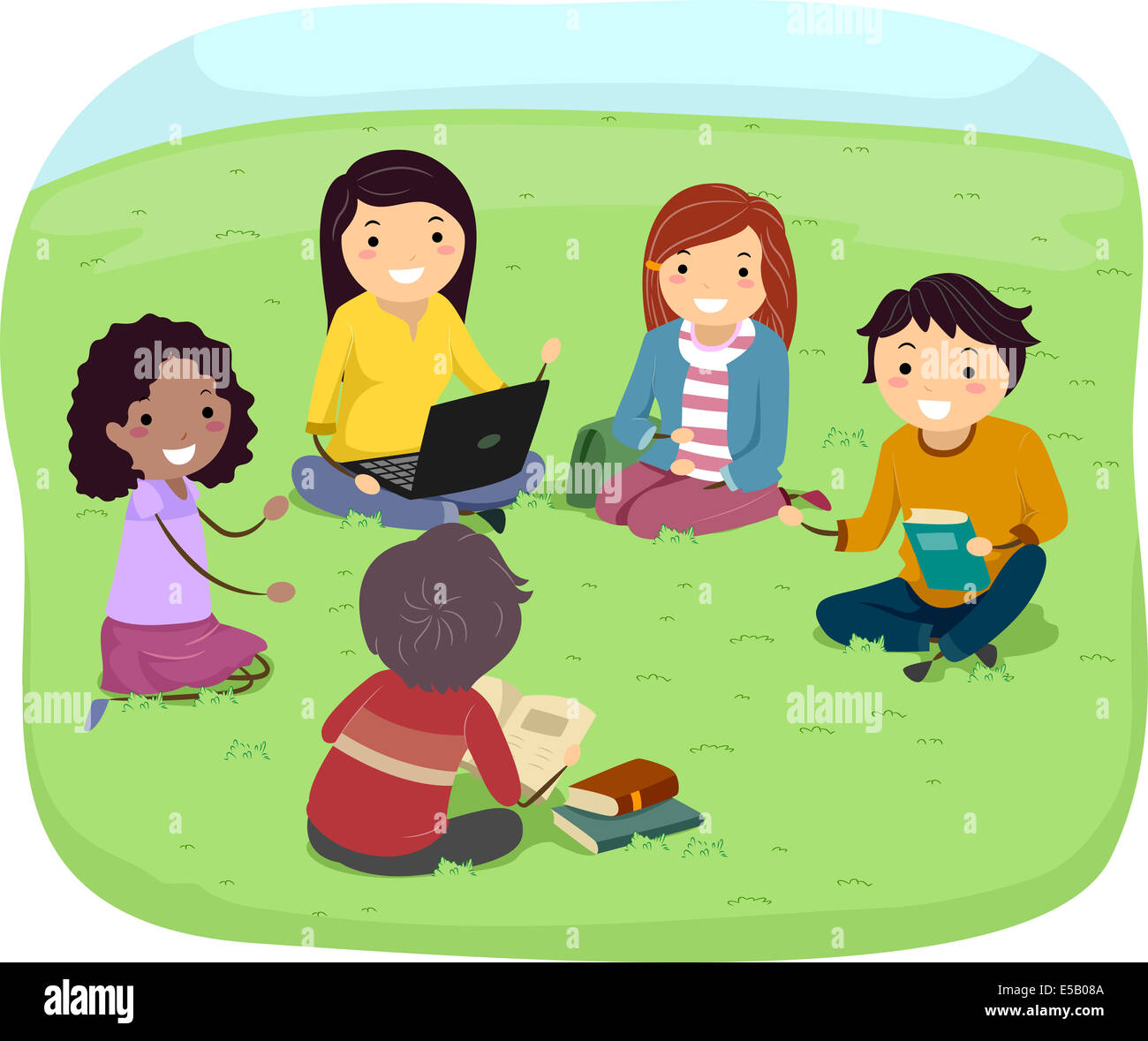 Illustration of Teens Having a Discussion in the Park Stock Photo Alamy