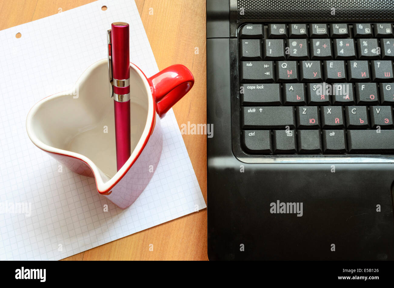 Love internet concept pen and glass Stock Photo