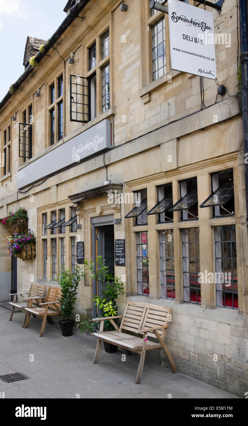 Cirencester, a country town in the Cotswolds Gloucestershire England UK   Somewhere Else Deli Bar Stock Photo