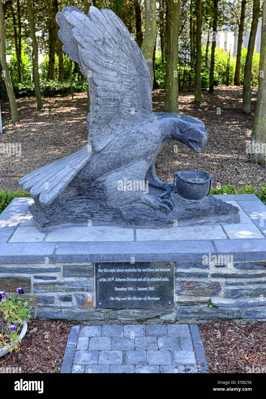 Screaming Eagles (101st Airborne Division) Monument in Bastogne, Belgium Stock Photo