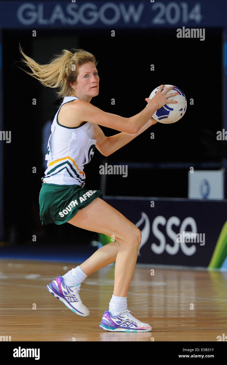 Glasgow, Scotland, UK. 25th July, 2014. Karla Mostert of South Africa during the netball match between South Africa and Trinidad and Tobago on day 2 of the 20th Commonwealth Games at Scottish Exhibition Centre on July 25, 2014 in Glasgow, Scotland. (Photo by Roger Sedres/Gallo Images/Alamy Live News) Stock Photo