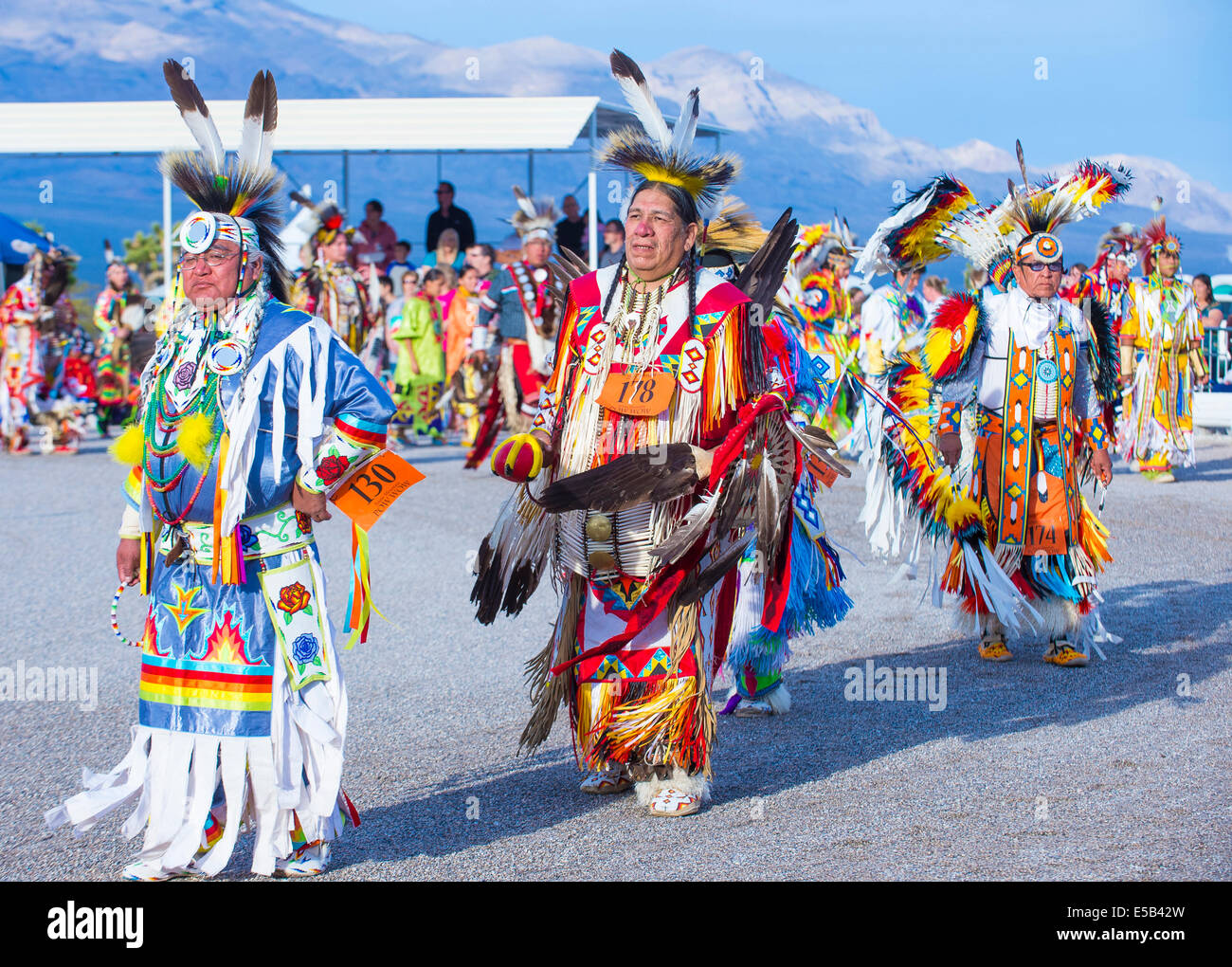Native American men takes part at the 25th Annual Paiute Tribe Pow Wow