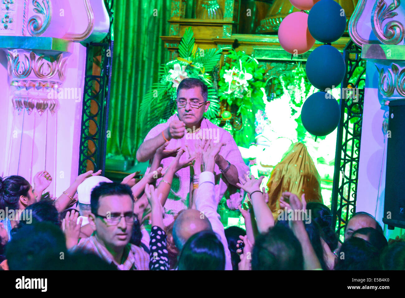 TORONTO, ONTARIO/CANADA - 28 August 2013 : People in large numbers celebrating krishna`s birthday in Iscon temple, Toronto Stock Photo