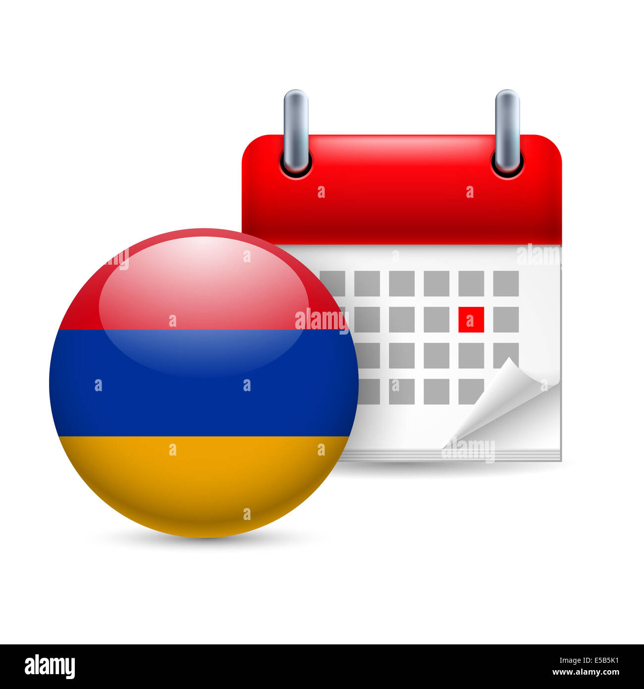 Calendar and round Armenian flag icon. National holiday in Armenia