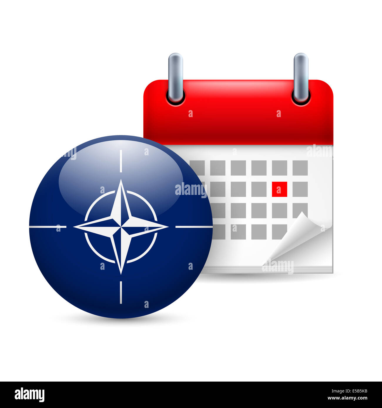 Calendar and round NATO flag icon on white background Stock Photo