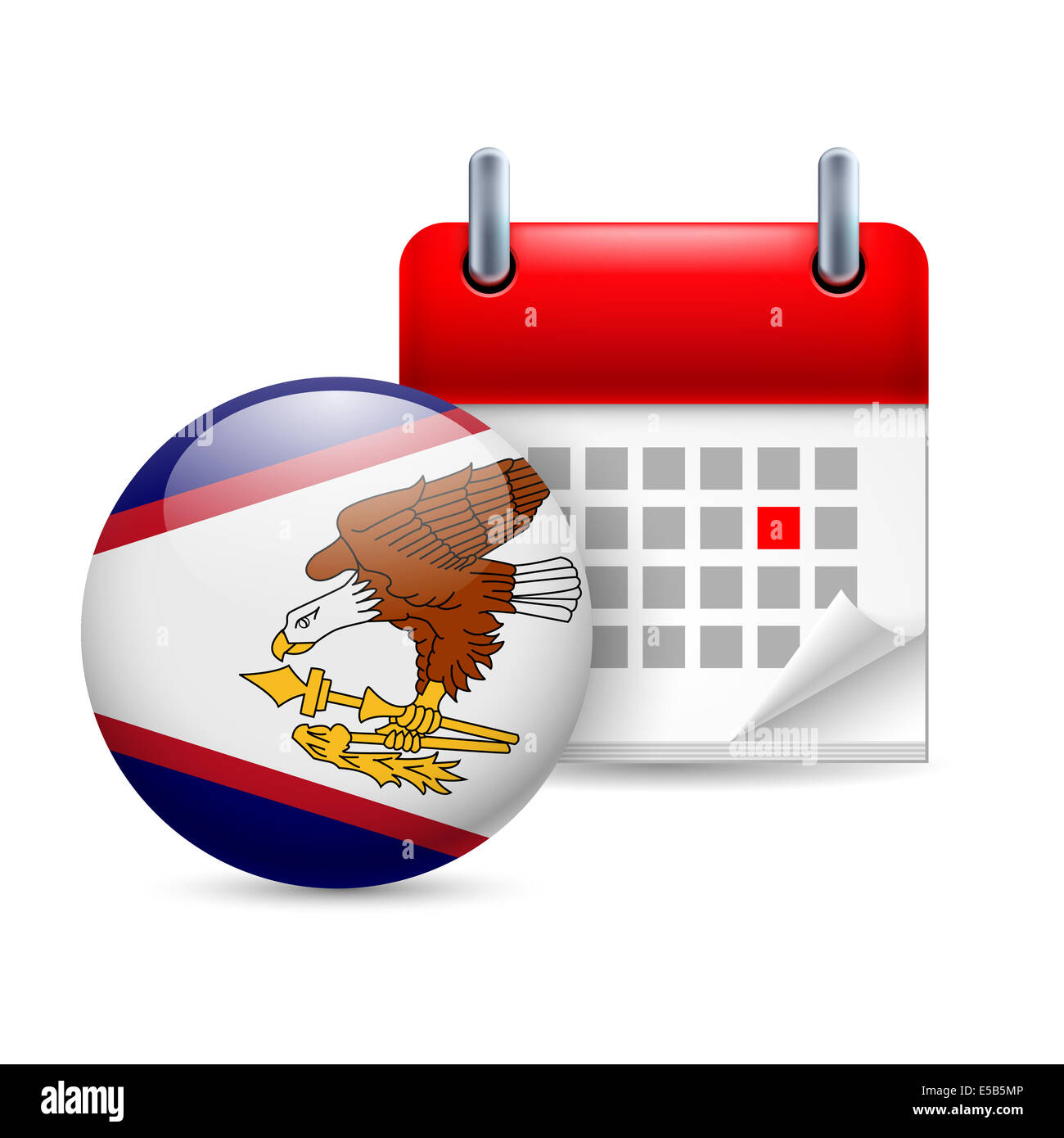 Calendar and round flag icon. National holiday in American Samoa Stock