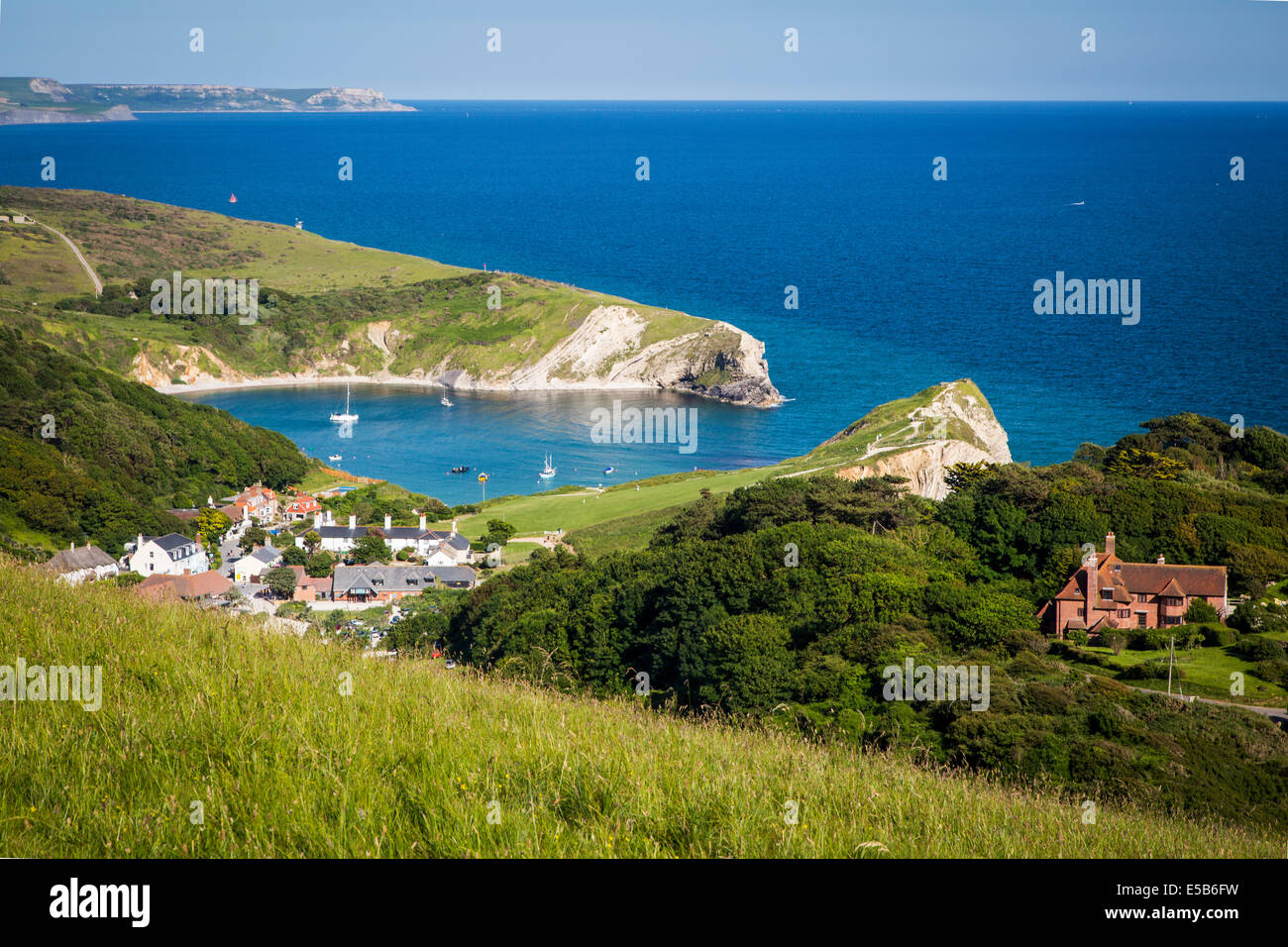 View over Lulworth Cove, Jurassic Coast, Dorset, England Stock Photo