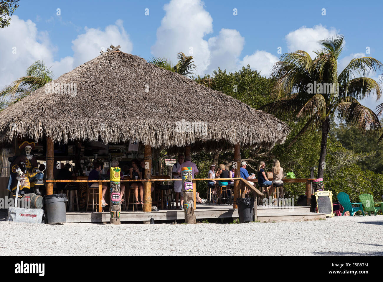 Waterside Tiki Hut Cabana, Casey Key, FL, USA Stock Photo