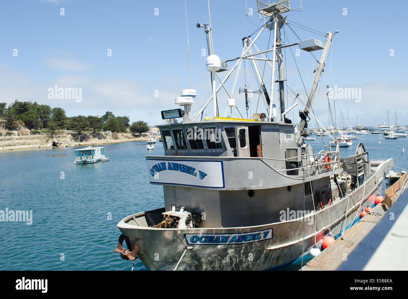 Ocean Angel V an ocean-going fishing boat purse seiner at dock in Monterey California Stock Photo