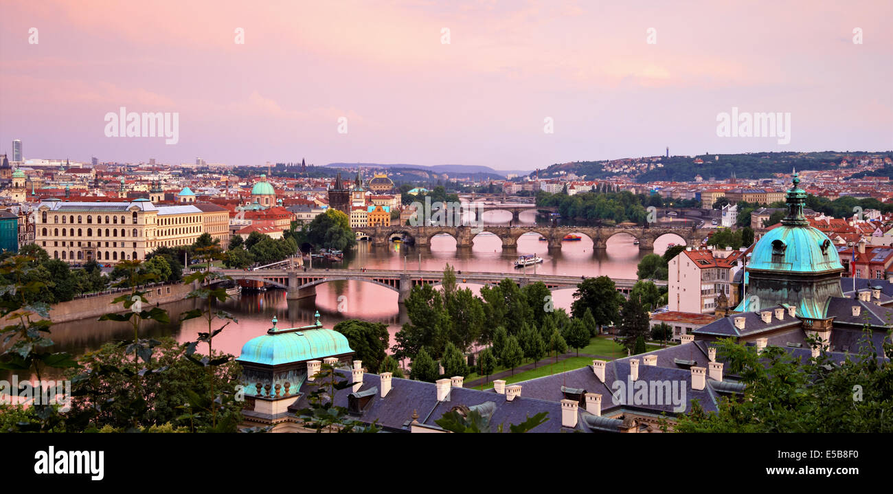 Early evening transient light over Prague. Stock Photo
