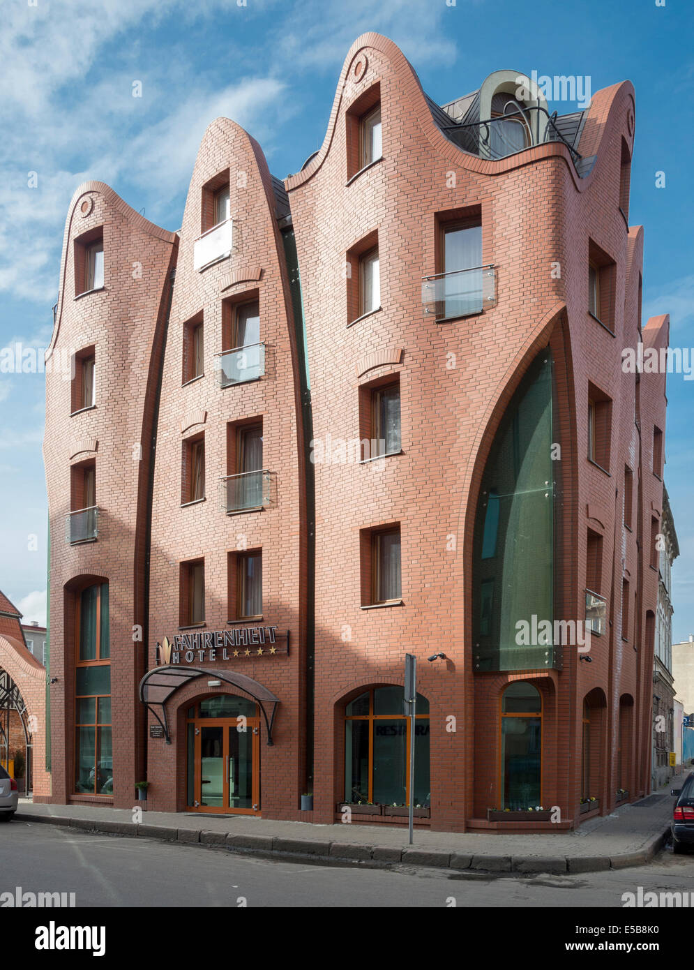 Fahrenheit hotel unusual brick building design in Gdańsk Danzig Poland Stock Photo