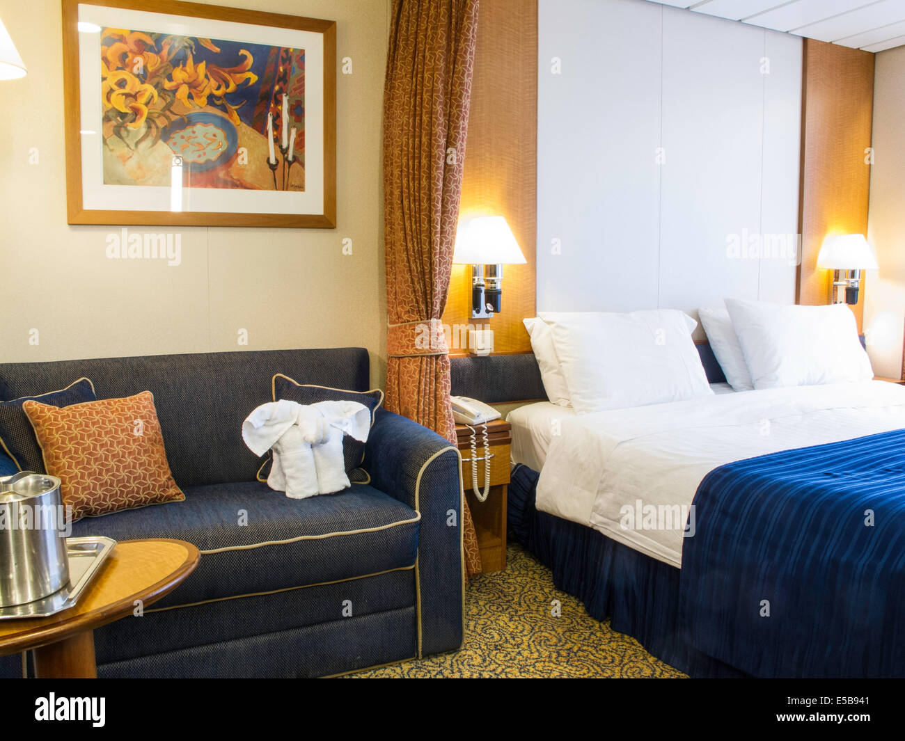 Stateroom Cabin On Radiance Of The Seas Cruise Ship Stock Photo