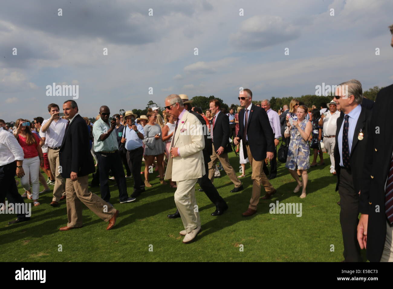 Guards Polo Club, Windsor, Berkshire, UK. 26th July, 2014.  HRH Prince of Wales at half time coronation cup final 26th July 2014  Polo Match Credit:  jonathan tennant/Alamy Live News Stock Photo