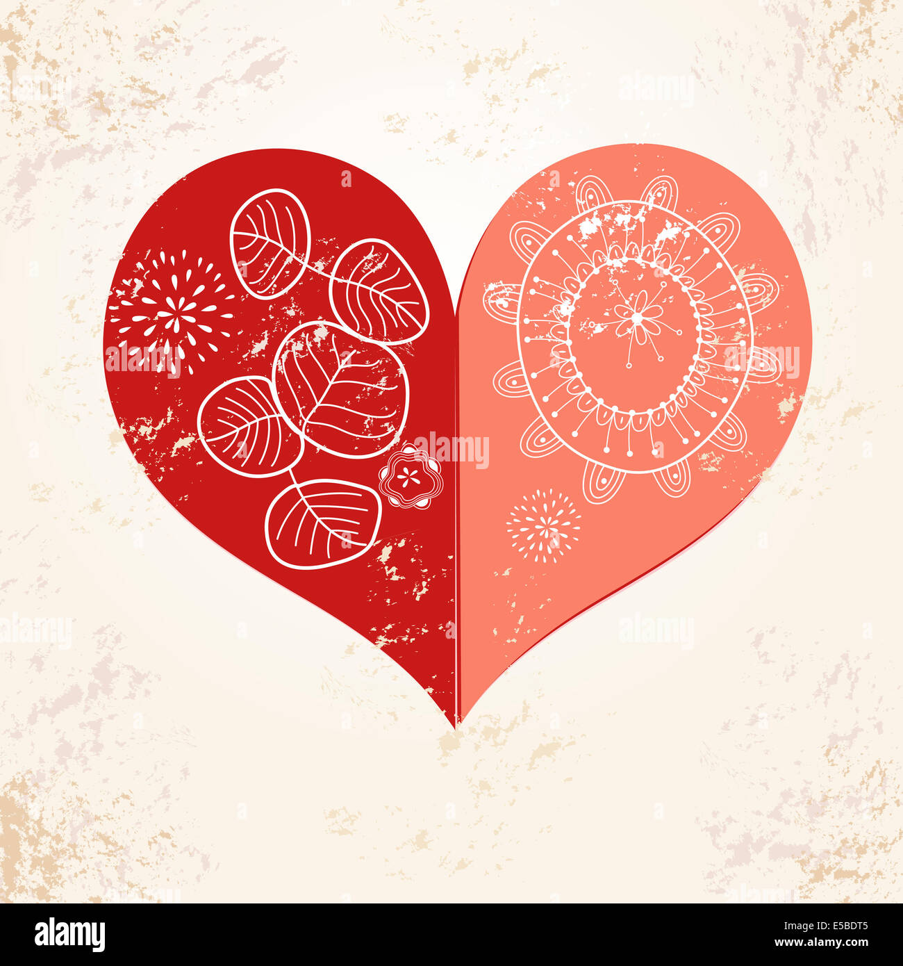 Decorative red heart on a textural background Stock Photo