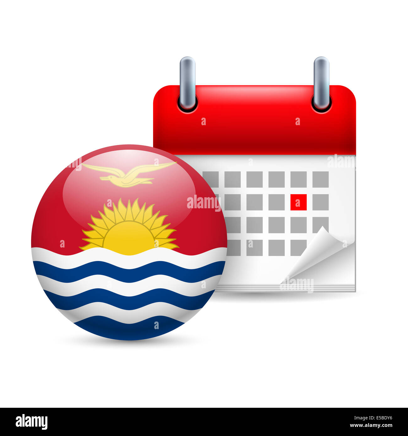 Calendar and round flag icon. National holiday in Kiribati Stock Photo Alamy