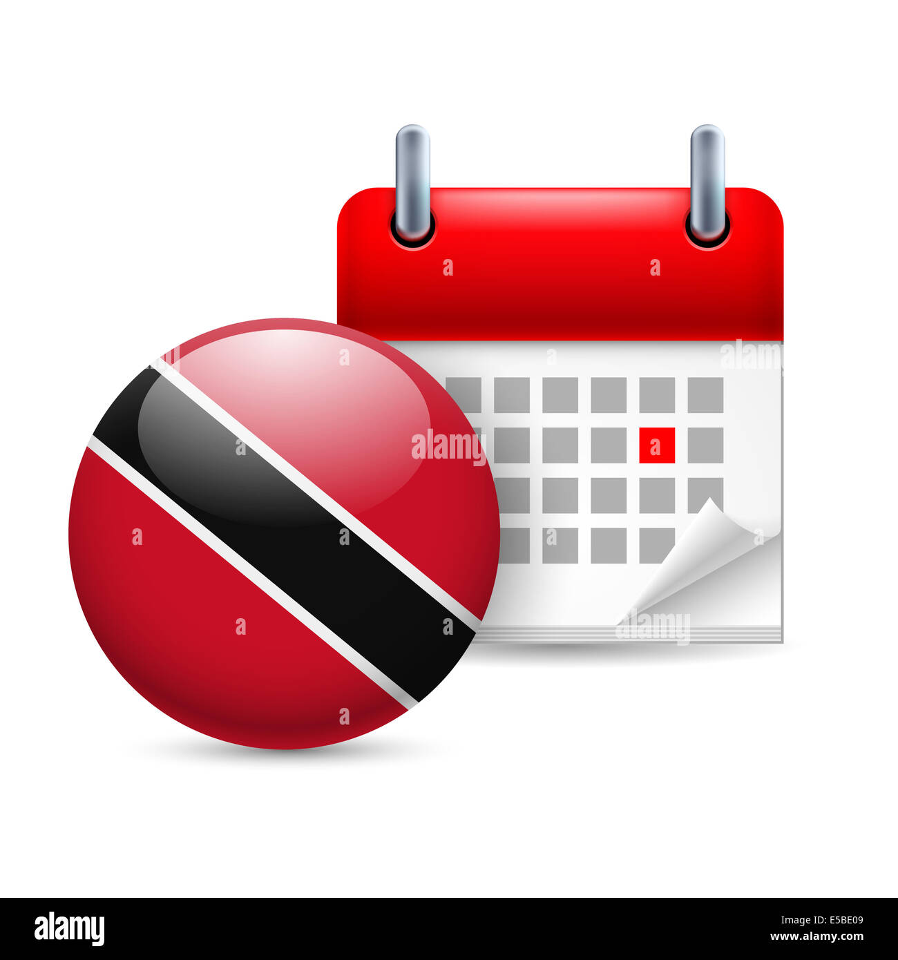 Calendar and round flag icon. National holiday in Trinidad and Tobago