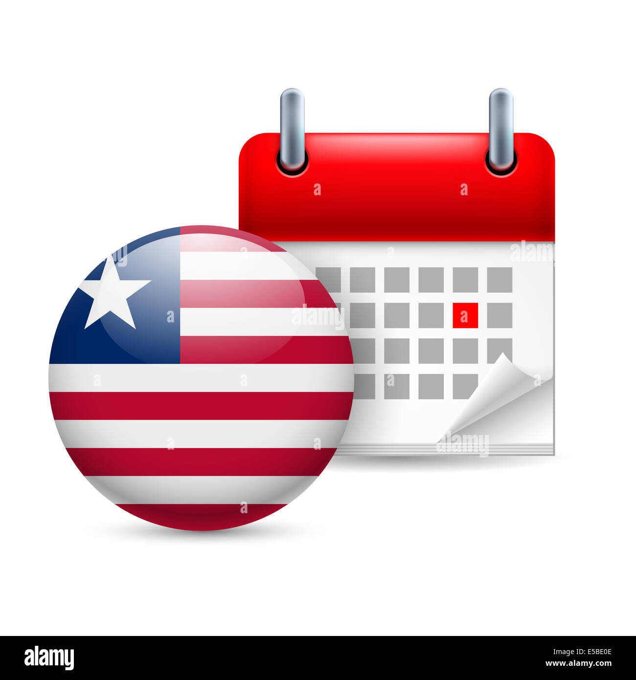 Calendar and round Liberian flag icon. National holiday in Liberia