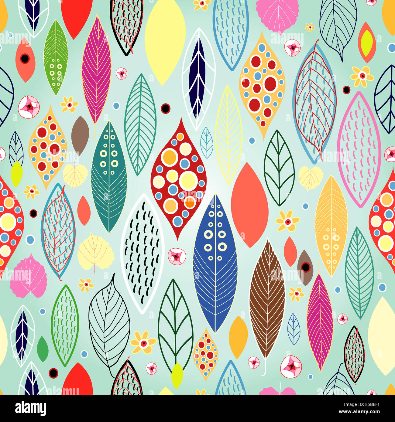 Seamless pattern from autumn leaves on the decorative light green ...