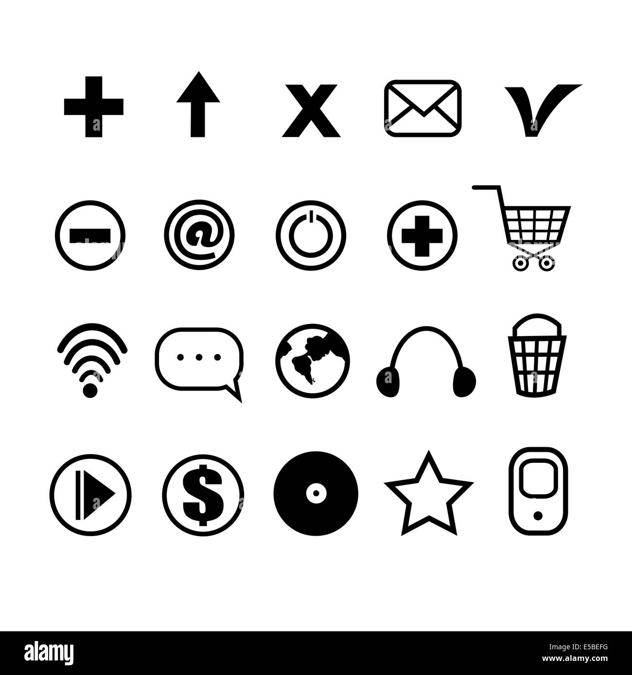 The largest collection of different icons for using in web design Stock Photo