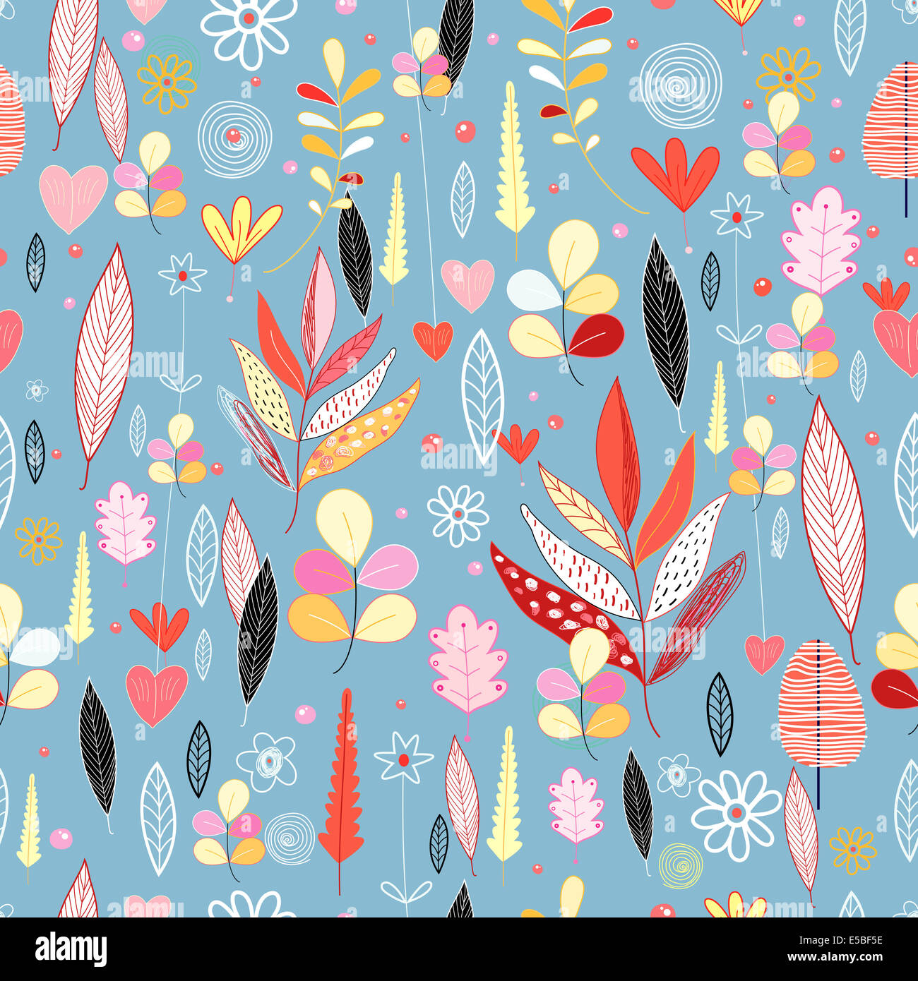 Fall Pattern Background Blue seamless pattern of bright colorful autumn leaves on a blue background ...