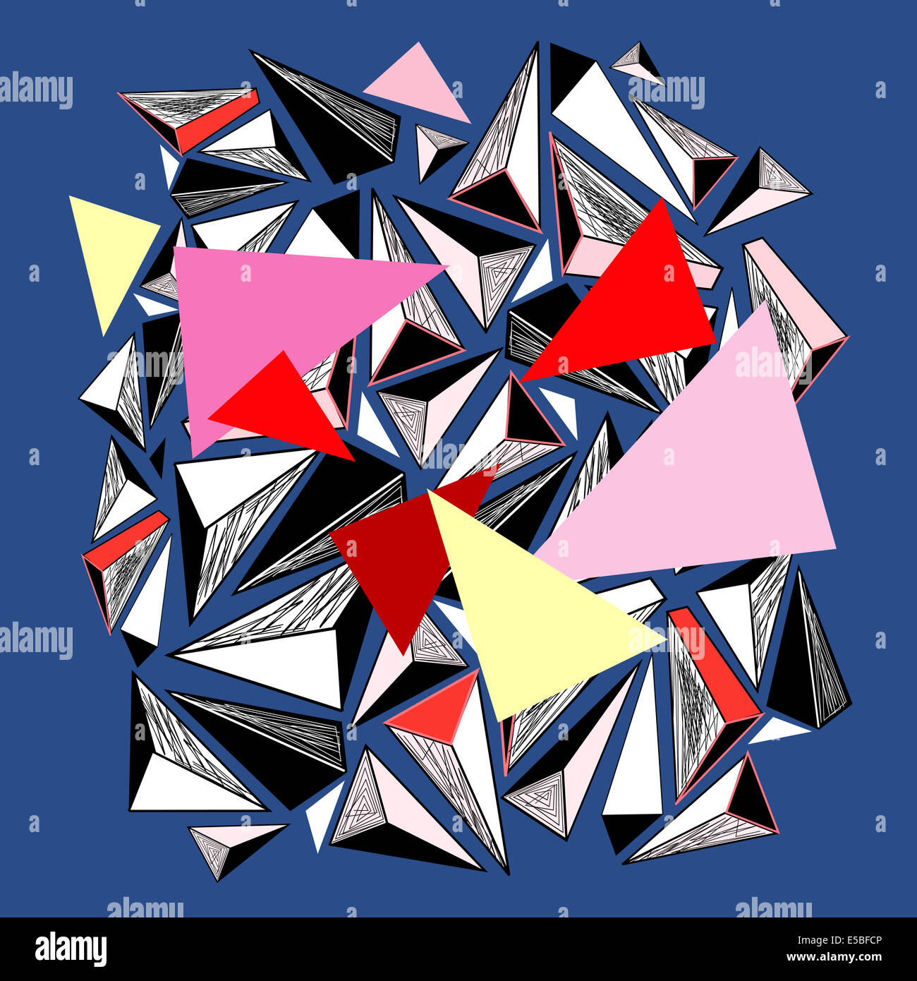 colorful abstract triangle design on a blue background Stock Photo - Alamy