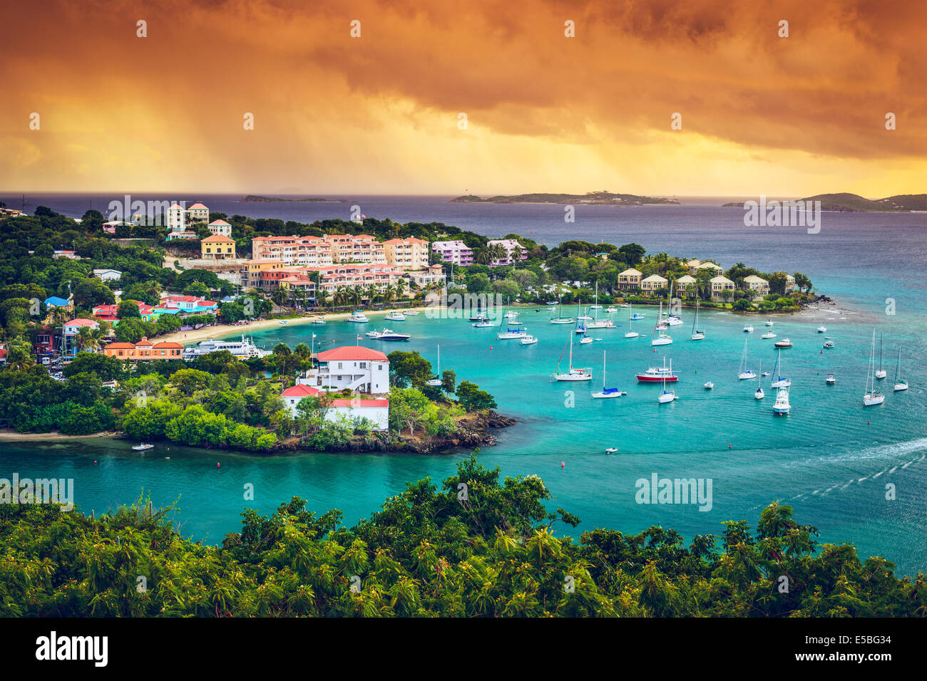 St. John, US Virgin Island at Cruz Bay. Stock Photo