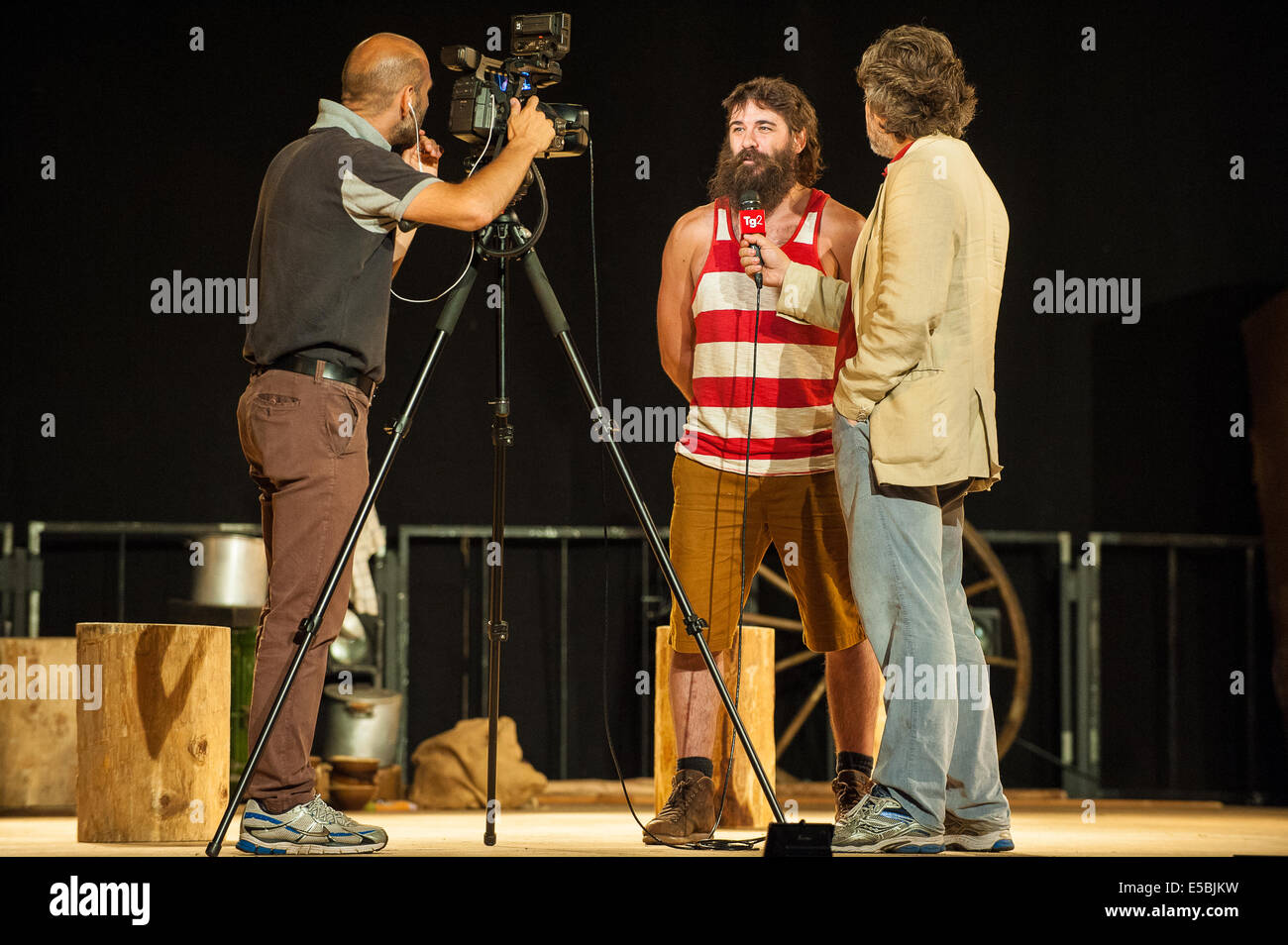 Piedmont, Province Of Turin, Italy. 25th July, 2014. Grugliasco Le Serre Performance 'Timber' By Canadian Company Cirque Alfonse - Interview with  Antoine Carabinier Lépine Credit:  Realy Easy Star/Alamy Live News Stock Photo