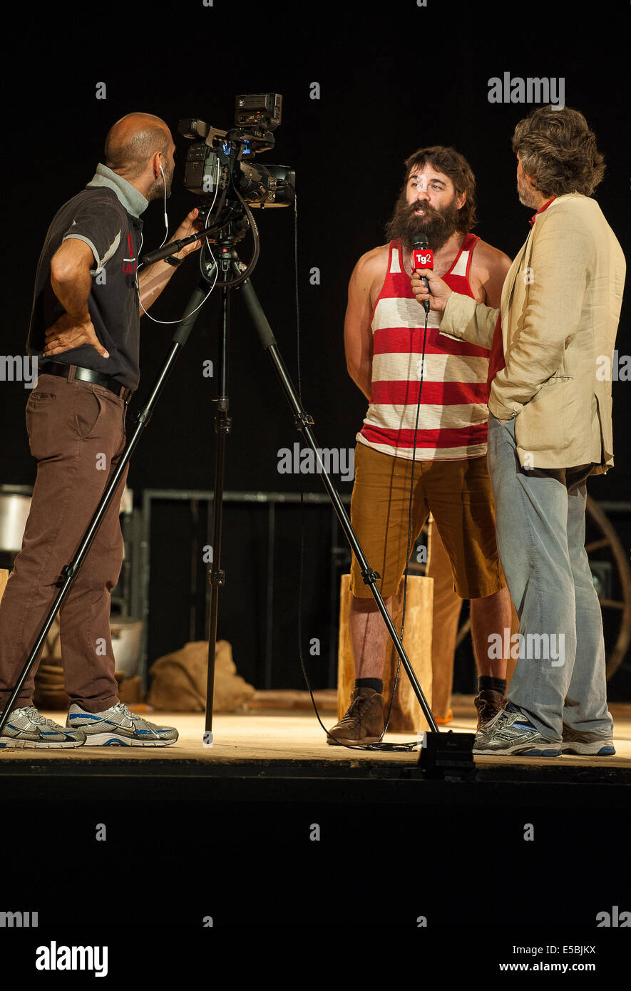 Piedmont, Province Of Turin, Italy. 25th July, 2014. Grugliasco Le Serre Performance 'Timber' By Canadian Company Cirque Alfonse - Interview with  Antoine Carabinier Lépine Credit:  Realy Easy Star/Alamy Live News Stock Photo