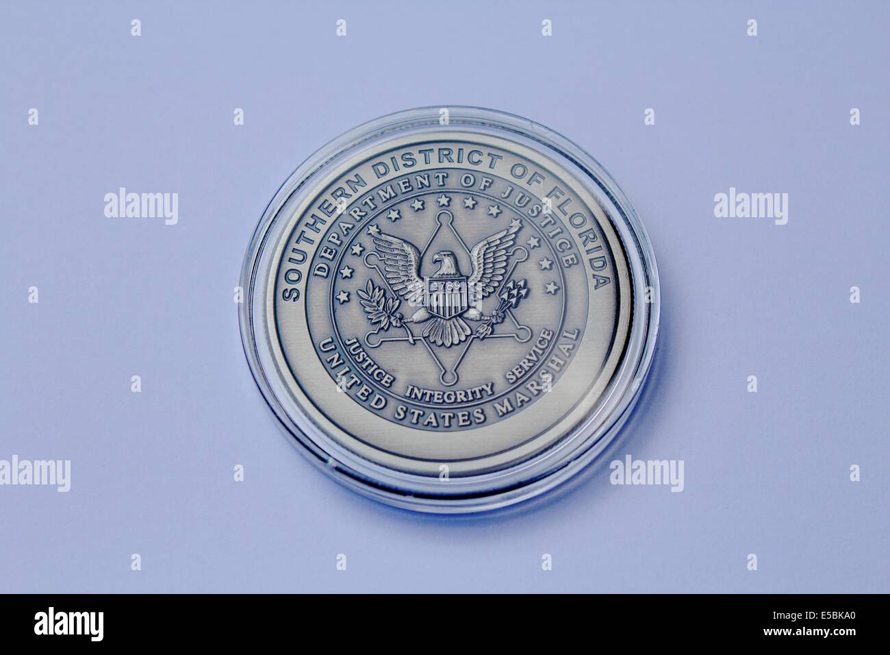 Southern District of Florida, Department of justice, United States Marshal coin Stock Photo