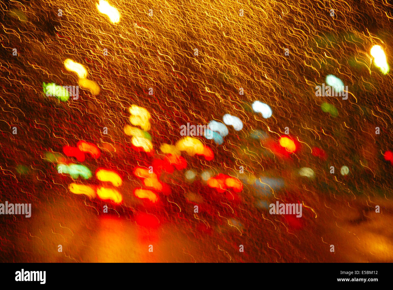 Street lights, seen through a bus window, Canberra, ACT, Australia