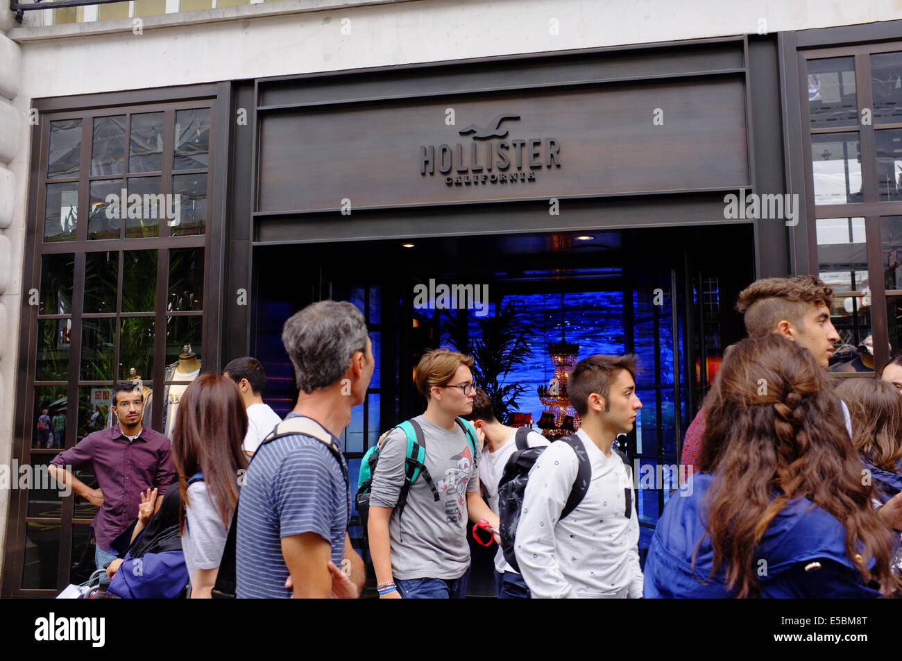 Hollister California designer fashion store on Regent Street, London Stock Photo