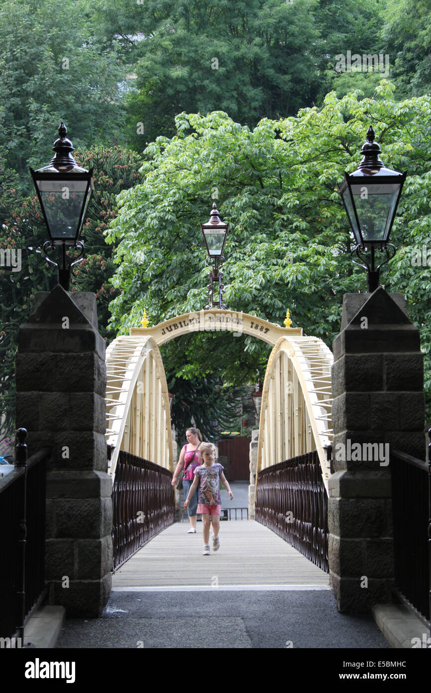 Restored Jubilee Bridge in Matlock Bath which was built in 1887 to mark