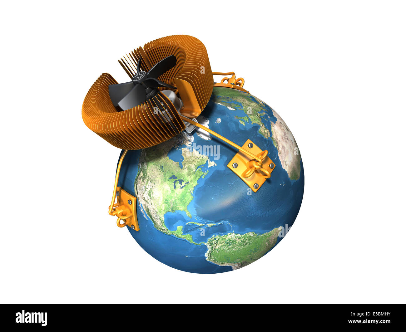 Cooling for Earth planet. Global warming,  conceptual ecology 3d illustration. Stock Photo