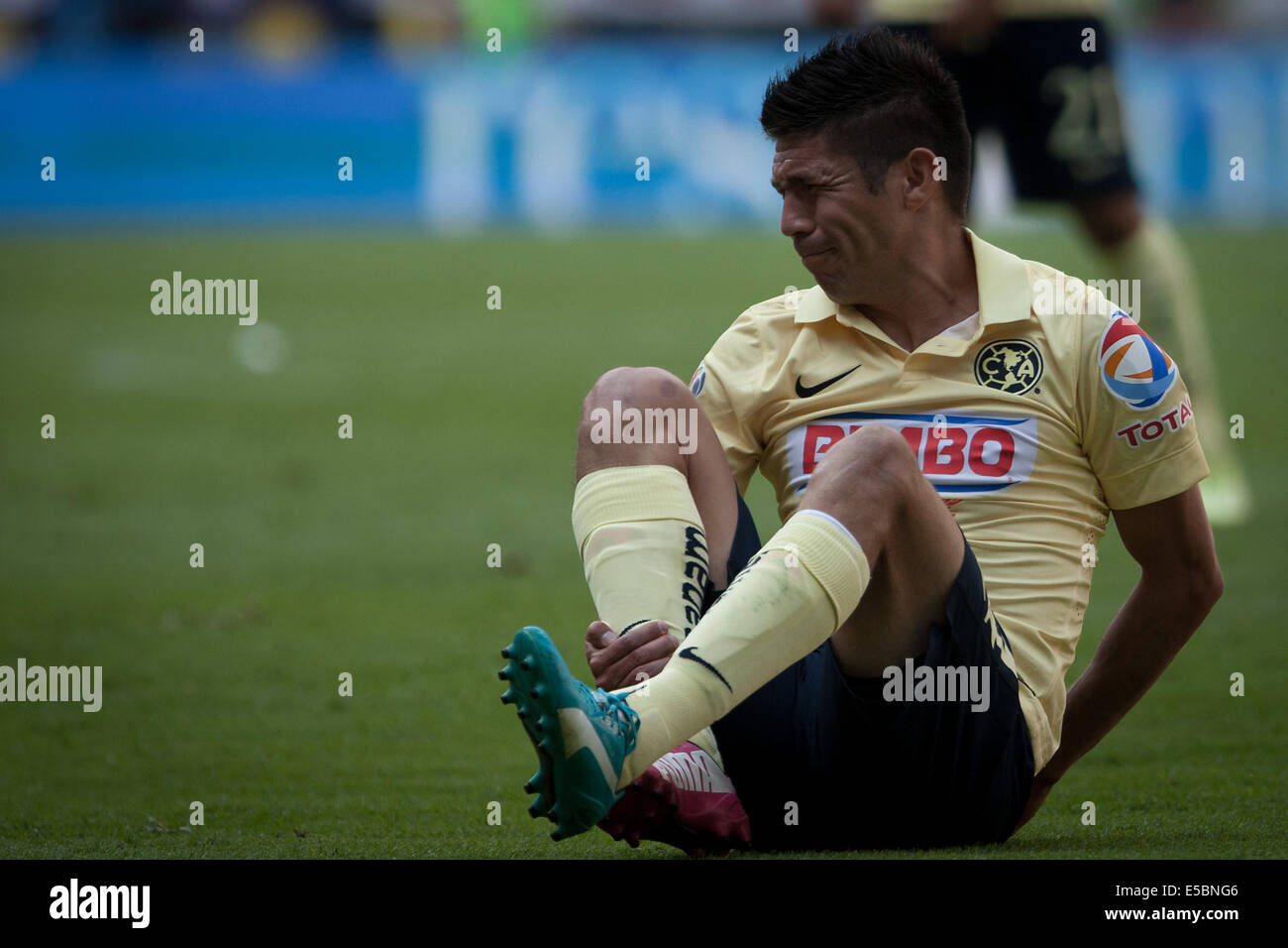 Mexico City, Mexico. 26th July, 2014. America's Oribe Peralta reacts during the match of the MX League Opening Tournament against Xolos, held at Azteca Stadium in Mexico City, capital of Mexico, on July 26, 2014. © Pedro Mera/Xinhua/Alamy Live News Stock Photo