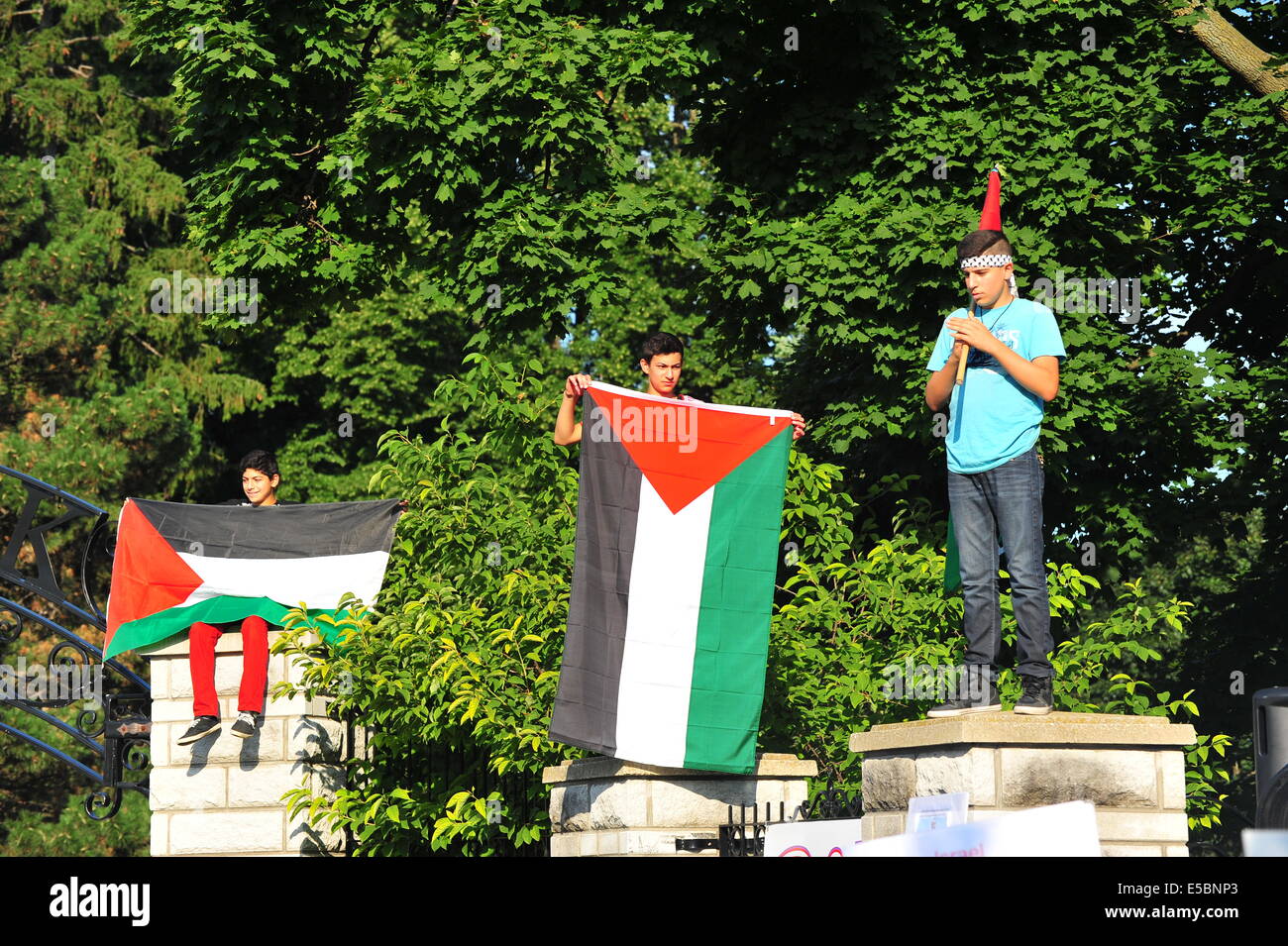 In London, Ontario over 150 people attend a rally in solidarity with Palestinians in Gaza during Israels offensive against Gaza Stock Photo