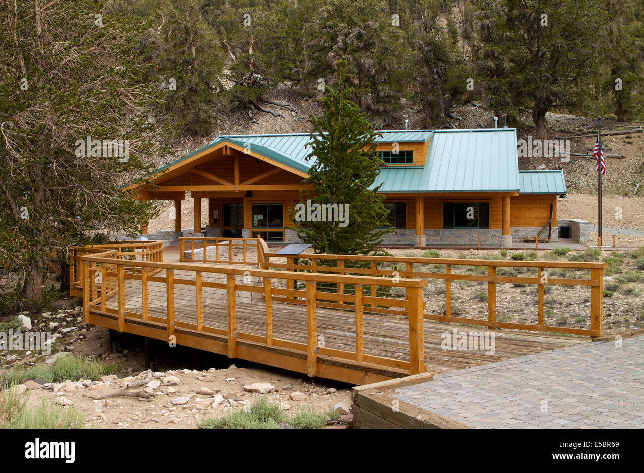 The schulman grove Ancient Bristlecone Pine Forest Visitor Center in the Inyo National forest California Stock Photo