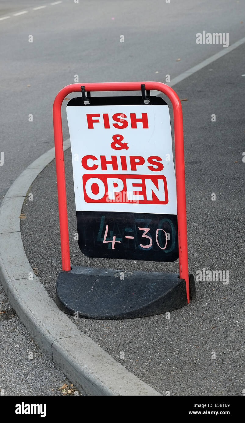 Fish and chips sign for fast food. Stock Photo