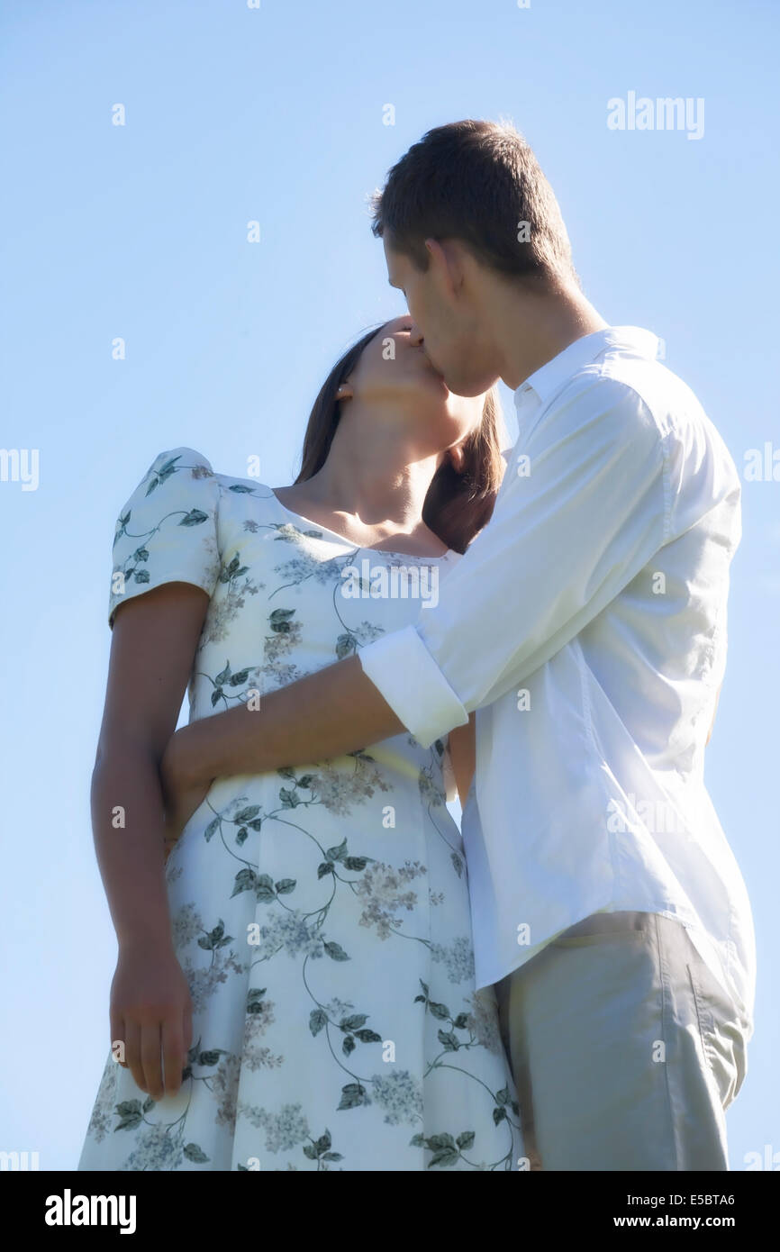 a couple kissing Stock Photo