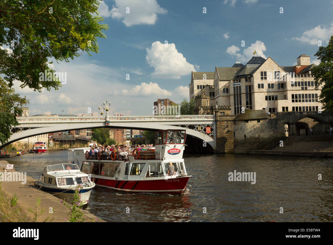 A York Boat Lendal Bridge and River Ouse in York July 2014. Stock Photo